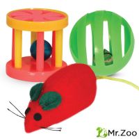 Triol (Триол)  XW0316 Набор игрушек для кошек (мышка, шар-погремушка, барабан),  d38/d40/75мм