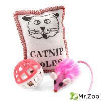 Triol (Триол)  XW7001 Набор игрушек для кошек (мяч-погремушка, тканевая мышь, подушка из хлопка)