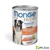 Monge (Монже) Dog Fresh Chunks in Loaf консервы для пожилых собак мясной рулет индейка с овощами 400 гр