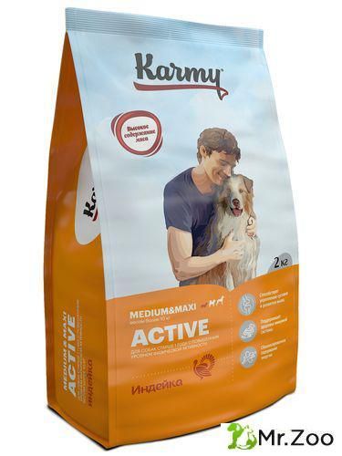 Корм для собак средних и крупных пород Karmy Activ Medium & Maxi с повышенным уровнем физической активности, индейка