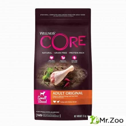 Беззерновой корм для собак мелких пород Wellness Core Adult Small Breed Original, индейка с курицей