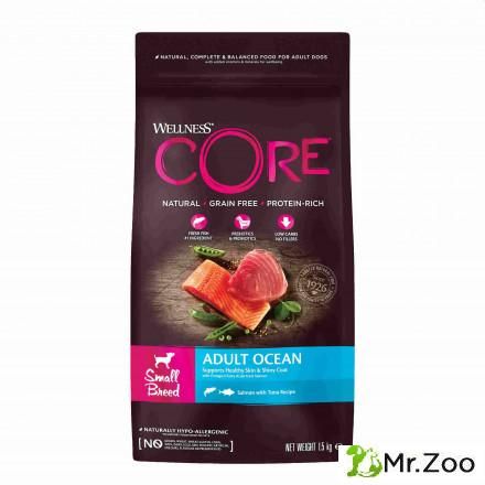 Беззерновой корм для собак мелких пород Wellness Core Adult Small Breed Ocean, лосось с тунцом