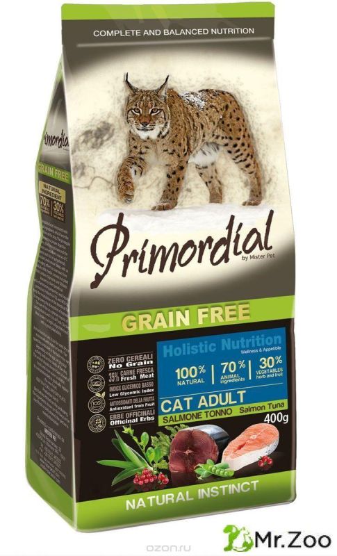 Primordial (Примордиал) корм для кошек беззерновой лосось, тунец
