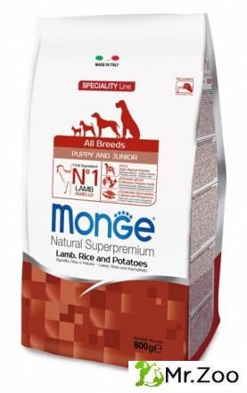 Monge (Монже) Dog Speciality Puppy & Junior корм для щенков всех пород с ягненком, рисом и картофелем