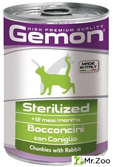 Gemon (Гемон) Cat Sterilised консервы для стерилизованных кошек кусочки кролика 415 гр