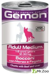 Gemon (Гемон) Dog Medium консервы для собак средних пород кусочки говядины с печенью 415 гр