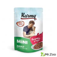 Паучи для собак мелких и миниатюрных пород Karmy Mini Adult, мясные кусочки в соусе 80 гр