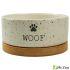 Миска Mr.Kranch Bamboo WOOF керамическая белая на бамбуковой подставке