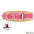 Ошейник-селедка Mr.Kranch для собак из натуральной кожи с QR-адресником 19-23см розовый