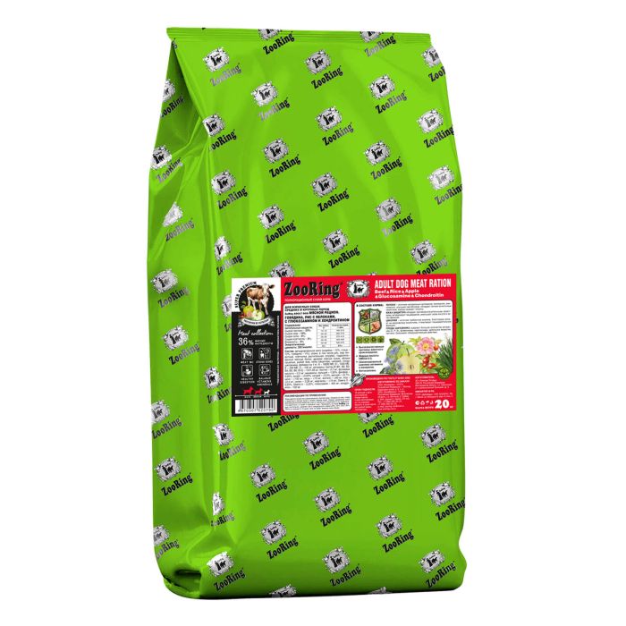 ZooRing Adult Dog Мясной рацион Говядина, рис с яблоками с глюкозамином и хондроитином