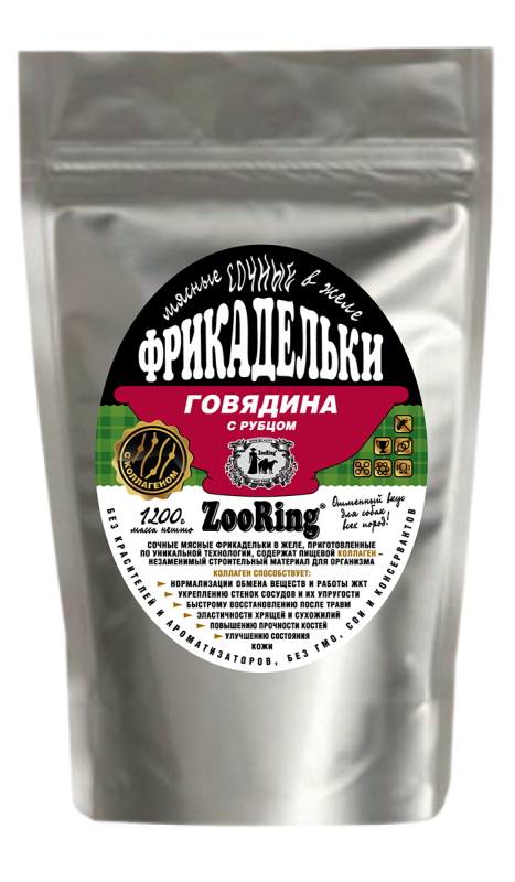 ZooRing корм консервированный для собак Фрикадельки в желе Говядина с рубцом