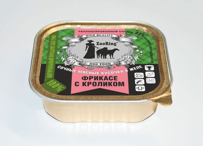ZooRing консервы для собак кусочки в желе Фрикасе с кроликом