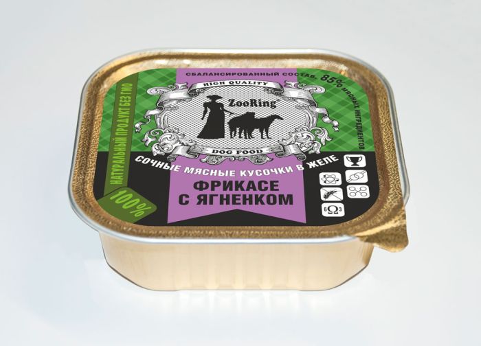 ZooRing консервы для собак кусочки в желе Фрикасе с ягненком