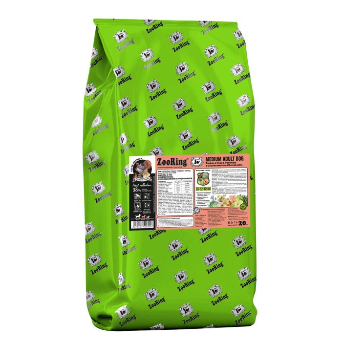 ZooRing Medium Adult Dog Индейка и рис с пастернаком с глюкозамином и хондроитином