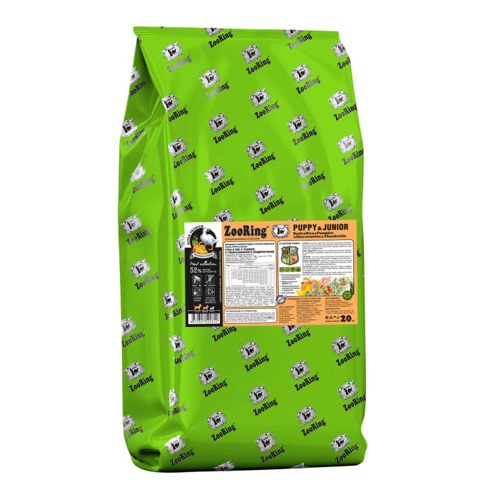 ZooRing Puppy&Junior Утка и рис с тыквой, с глюкозамином и хондроитином